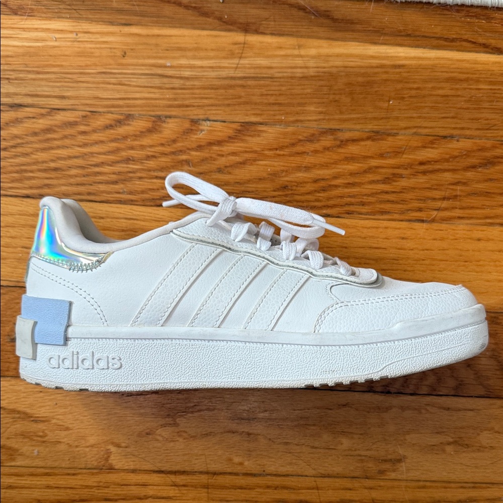 Adidas White Sneakers with Holographic Touch cloudfoam super